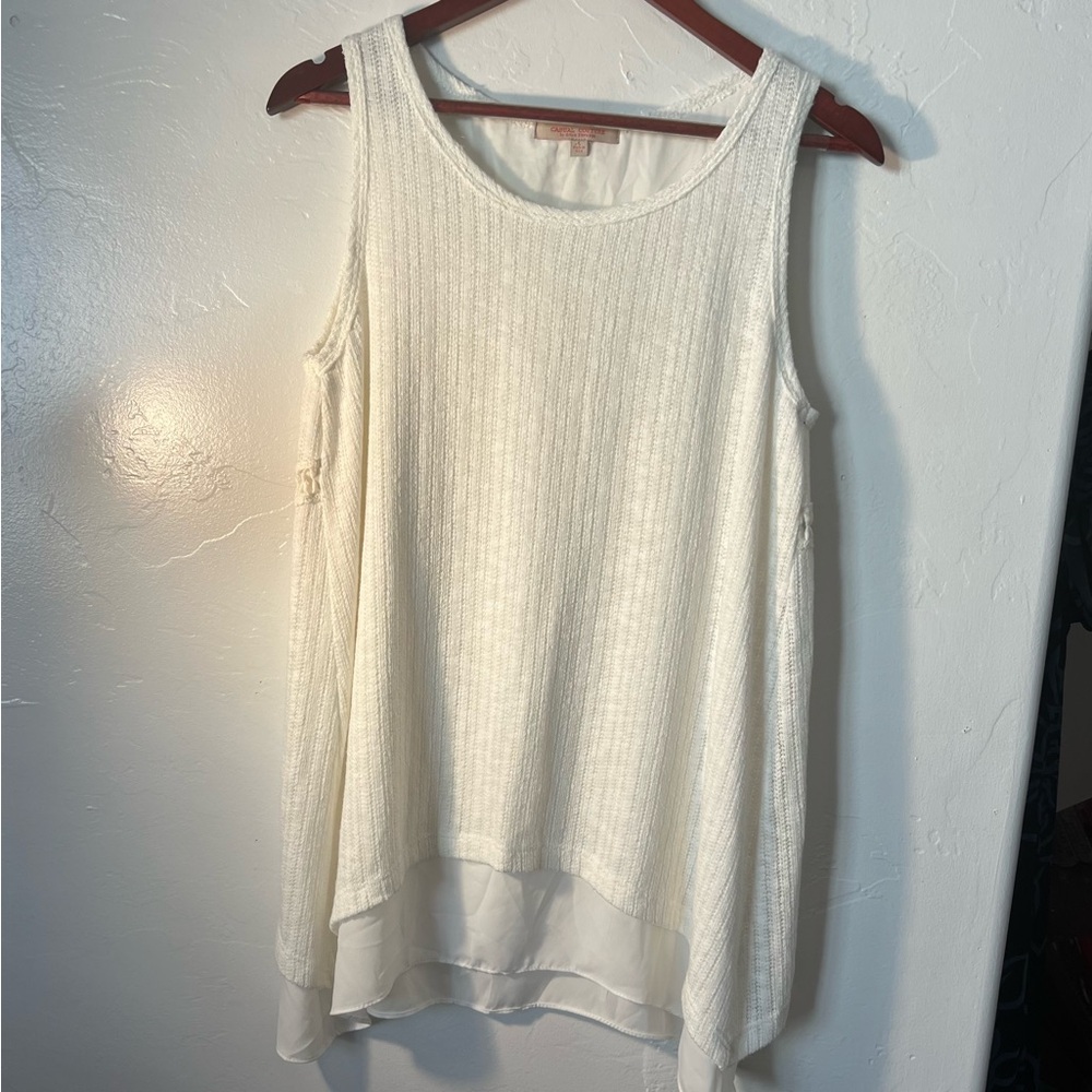 Casual Couture Ivory tank Flowy Boho Blouse Size L